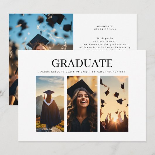 College University 4 Photo Classic Afstuderen Aankondiging (Voorkant / Achterkant)