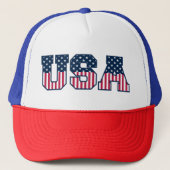 College USA Font Red White Blue Stars And Stripes Trucker Pet (Voorkant)