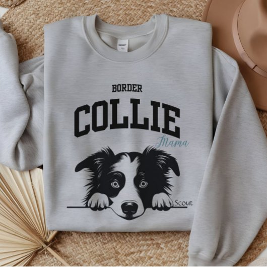 College Varsity Style Script Border Collie Mama Trui