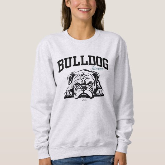 College Varsity Style Script Bulldog Mama Dog Love Trui (Voorkant)