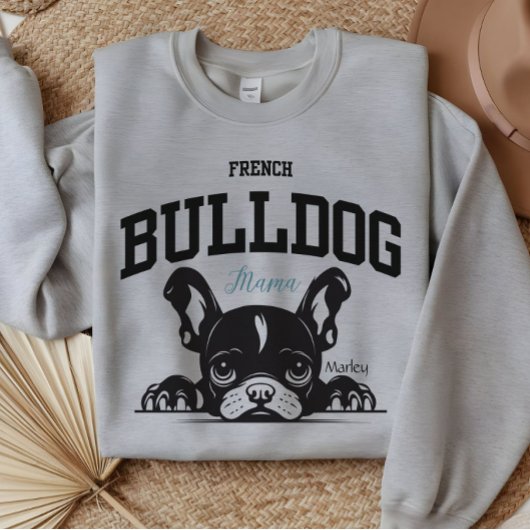 College Varsity Style Script Franse stier hond Mam Trui
