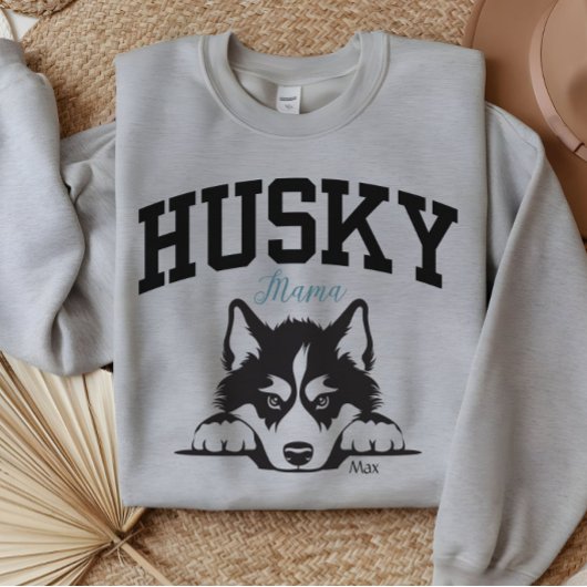 College Varsity Style Script Husky Mama Trui