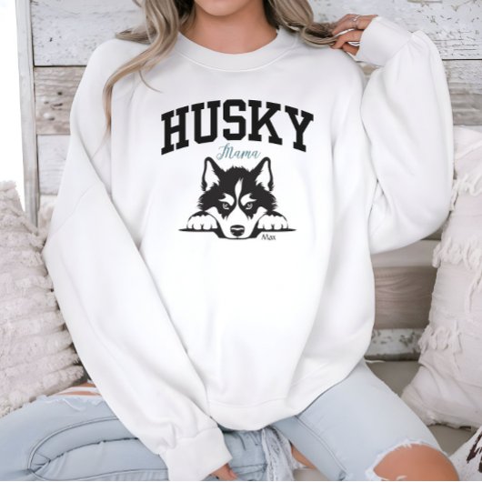 College Varsity Style Script Husky Mama Trui