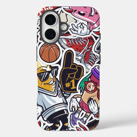 College Vibes Cartoon Collage - Leuk en trendy Case-Mate iPhone Case (Achterkant)