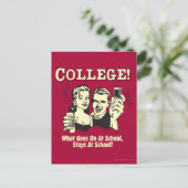 College: Wat gebeurt er op schooldagen? Briefkaart (Staand voorkant)