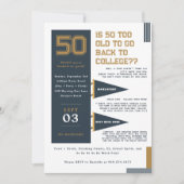 college wimpels | Blauw & Goud 50ste verjaardag Kaart (Voorkant)