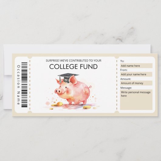 Collegefonds Cadeaubon, Collegespaarplan Kaart (Voorkant)