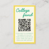 Collegefonds Geel Groen Gift QR-code Afstuderen Informatiekaartje (Voorkant)