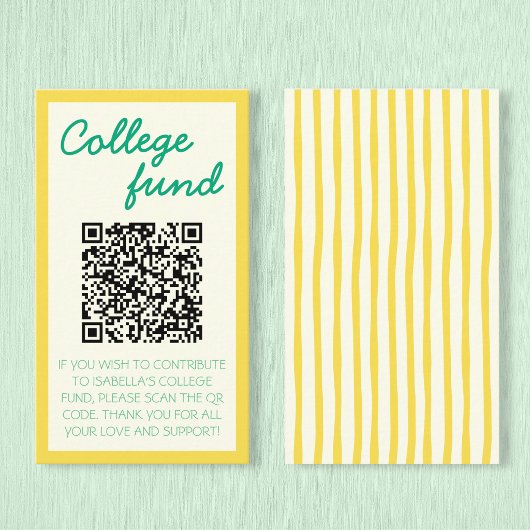 Collegefonds Geel Groen Gift QR-code Afstuderen Informatiekaartje