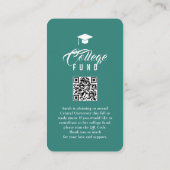 Collegefonds Moderne Minimaaltypografie Teal Foto Informatiekaartje (Achterkant)