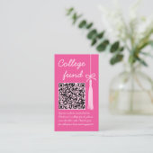Collegefonds Roze Cadeaubon QR-code Afstuderen Informatiekaartje (Staand voorkant)