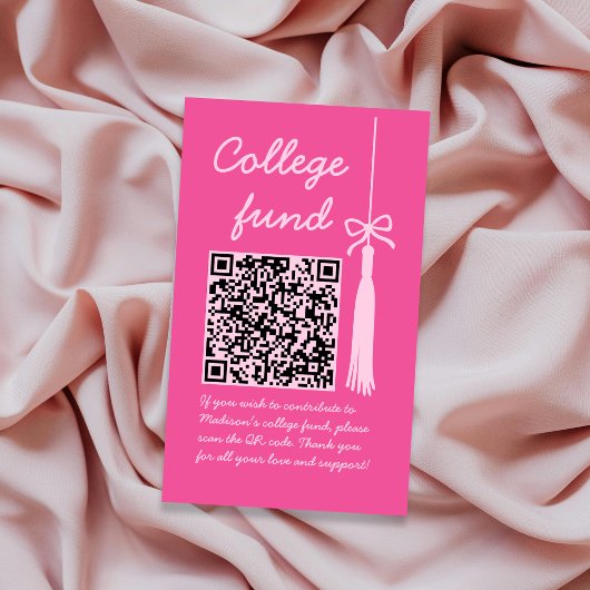 Collegefonds Roze Cadeaubon QR-code Afstuderen Informatiekaartje