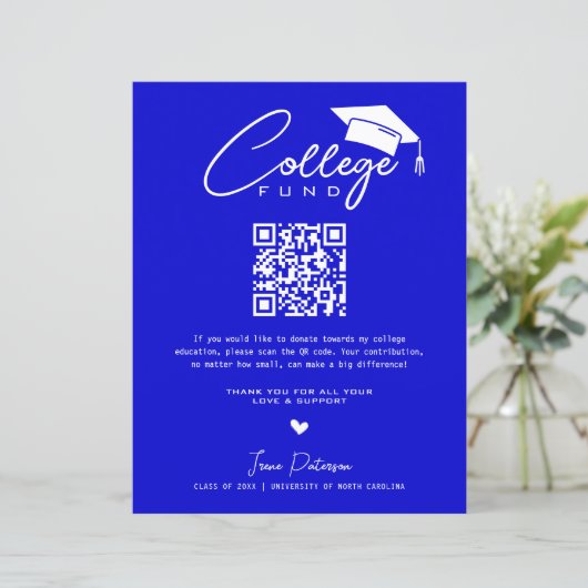 Collegegeld QR-code Middelblauw Afstuderen Modern (Staand voorkant)