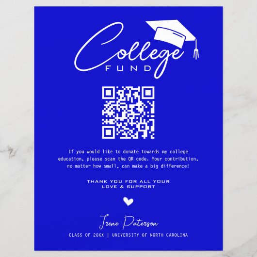 Collegegeld QR-code Middelblauw Afstuderen Modern (Voorkant)