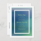 Collegekofferfeest Teal Blue Ombre' Uitnodiging Briefkaart (Voorkant / Achterkant)