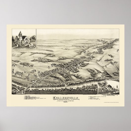 Collegeville, PA Panoramic Map - 1894 Poster (Voorkant)