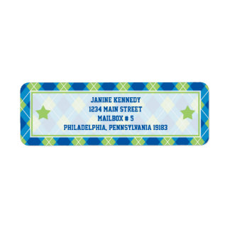 Collegiale Stijl Blauw & Groene Argyle Etiket