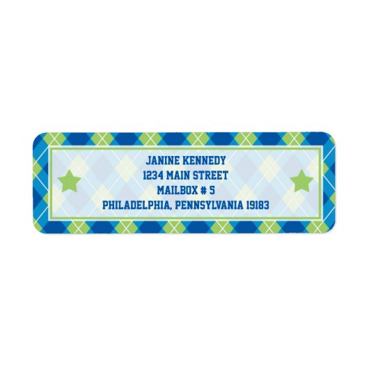 Collegiale Stijl Blauw & Groene Argyle Etiket (Voorkant)