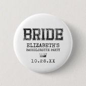 Collegiate Bride Bachelorette Party Ronde Button 5,7 Cm (Voorkant)
