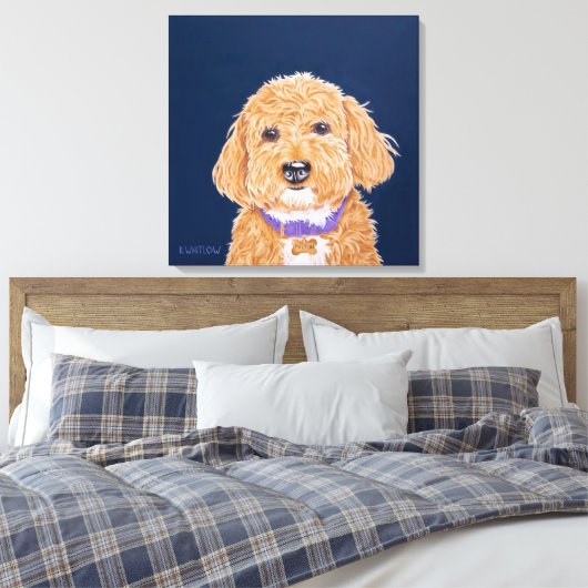 Collegiate Goldendoodle Canvas Afdruk (Insitu (Slaapkamer))