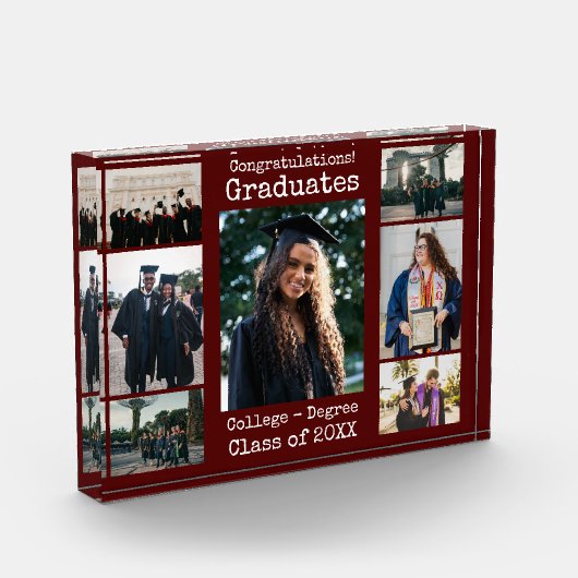 Collegiate Maroon Gefeliciteerd Graduates Foto (Links)