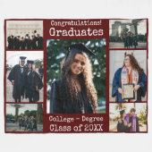 Collegiate Maroon Gefeliciteerd Graduates Foto Fleece Deken (Voorkant (Horizontaal))