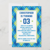 Collegiate Style Blue en Green Argyle 5X7 Birthday Kaart (Voorkant)