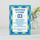 Collegiate Style Blue en Green Argyle 5X7 Birthday Kaart (Staand voorkant)