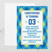 Collegiate Style Blue en Green Argyle 5X7 Birthday Kaart (Voorkant / Achterkant)