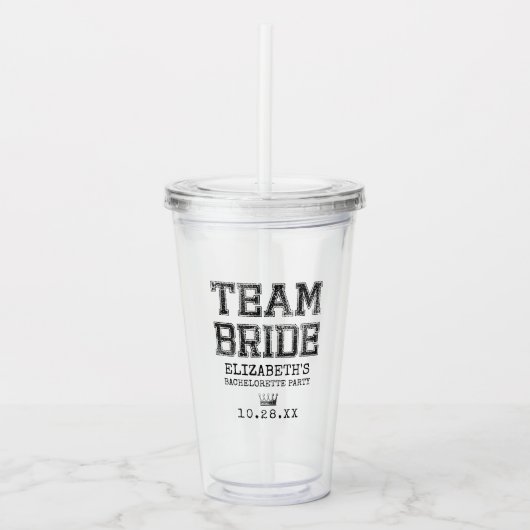 Collegiate Team Bride Bachelorette Party Acryl Drinkbeker (Voorkant)