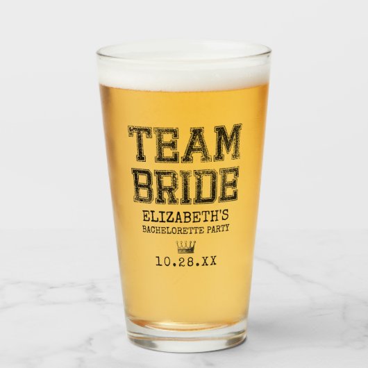 Collegiate Team Bride Bachelorette Party Glas (Voorkant gevuld)