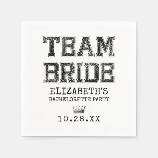 Collegiate Team Bride Bachelorette Party Servet (Voorkant)