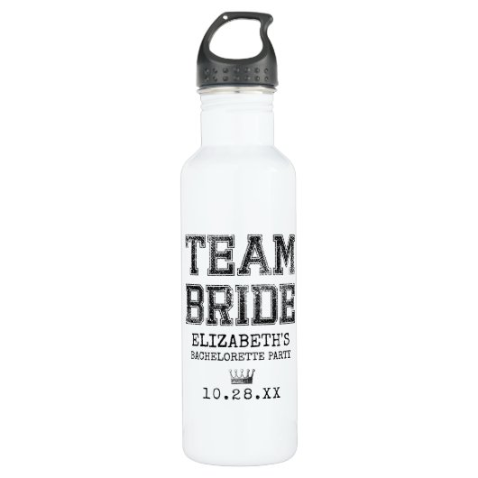Collegiate Team Bride Bachelorette Party Waterfles (Voorkant)