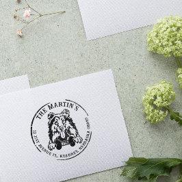 Collie Aangepast Familie Retouradres Rubberstempel