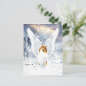 Collie Angel in het sneeuwlandschap Briefkaart (Staand voorkant)