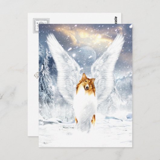 Collie Angel in het sneeuwlandschap Briefkaart (Voorkant / Achterkant)