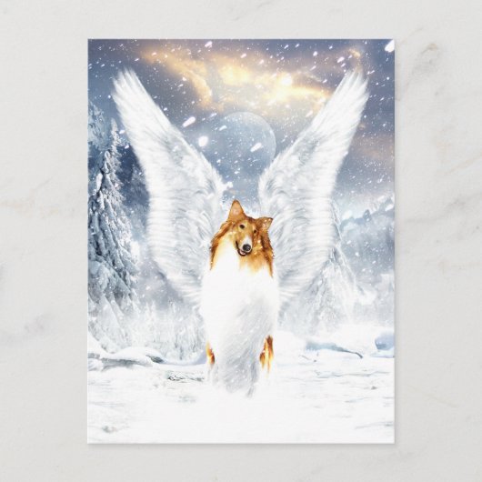 Collie Angel in het sneeuwlandschap Briefkaart (Voorkant)