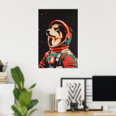 Collie Astronaut Poster, Collie Retro Print (Thuiskantoor)