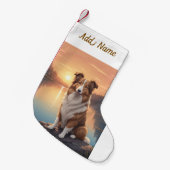 Collie bij het meer kleine kerstsok (Voorkant (Hangend))