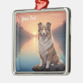 Collie bij het meer metalen ornament (Links)