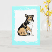 Collie Birthday Kaart (Gele Bloem)