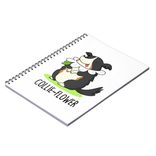 Collie-bloem Grappige Border Collie Hond Stomme  Notitieboek (Linkerzijde)
