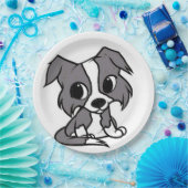 collie blue en white cartoon papieren bordje (Feest)