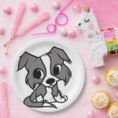collie blue en white cartoon papieren bordje (Feest)