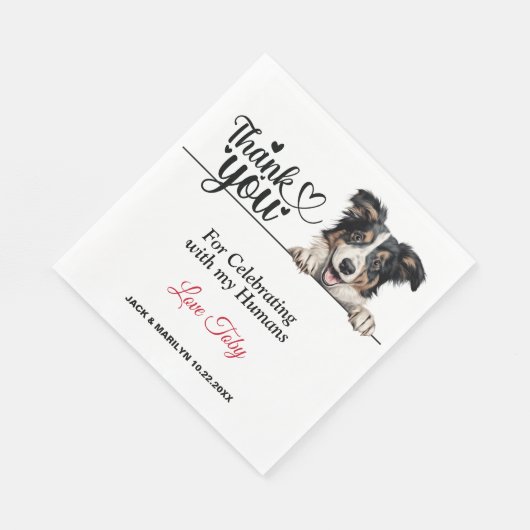 Collie bruiloft dank u servet (Hoek)