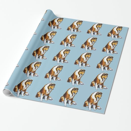 collie cadeaupapier (Uitgerold)