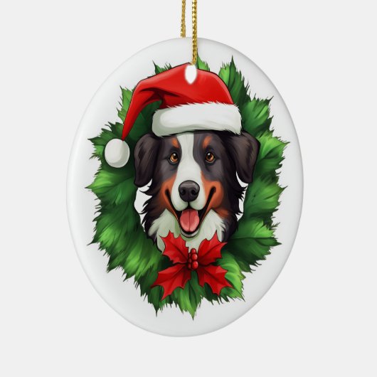 Collie Christmas Wreath Keramisch Ornament (Rechts)