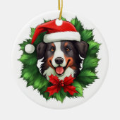 Collie Christmas Wreath Keramisch Ornament (Voorkant)