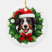 Collie Christmas Wreath Keramisch Ornament (Achterkant)