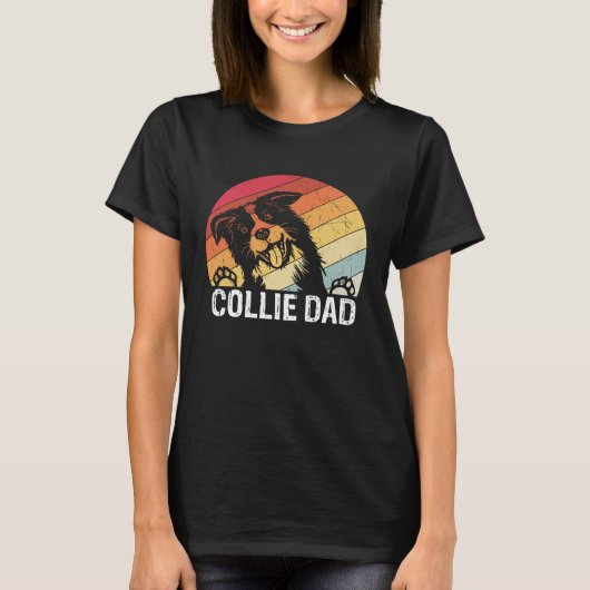 Collie dad collie dogs dad walking collie t-shirt (Voorkant)